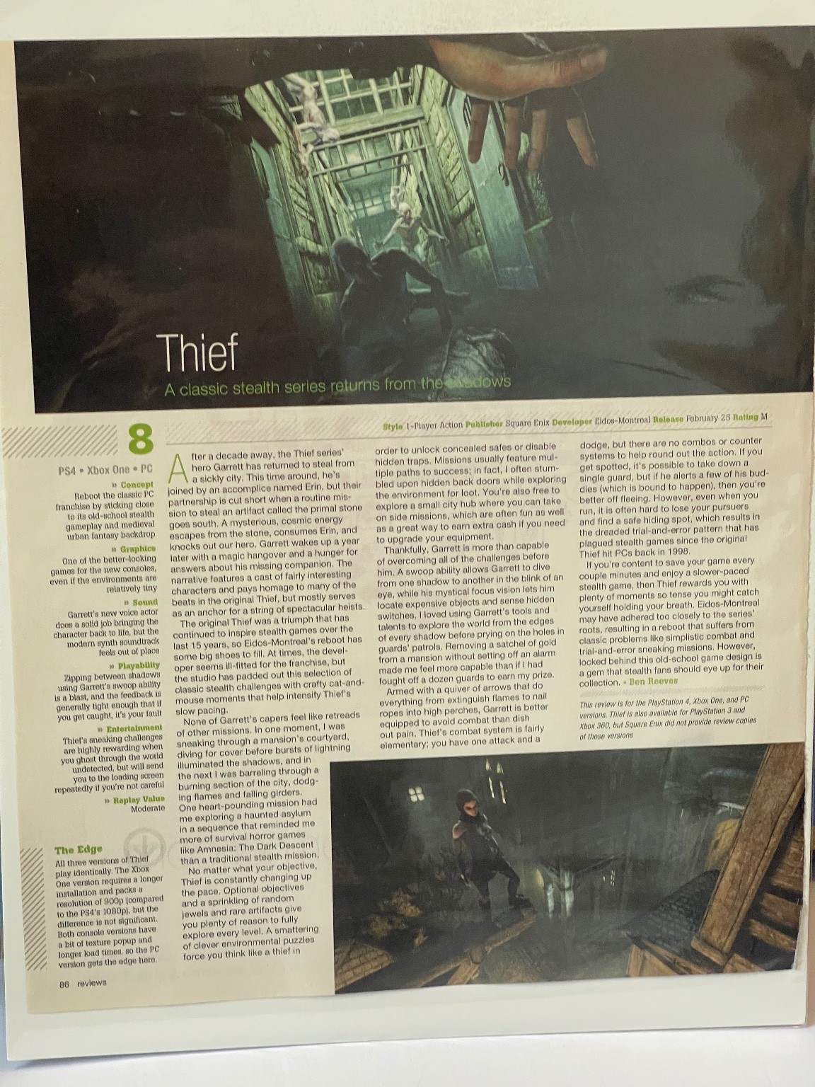 2014 Thief Video Game Magazine Article PS4 Xbox One PC Stealth Gaming