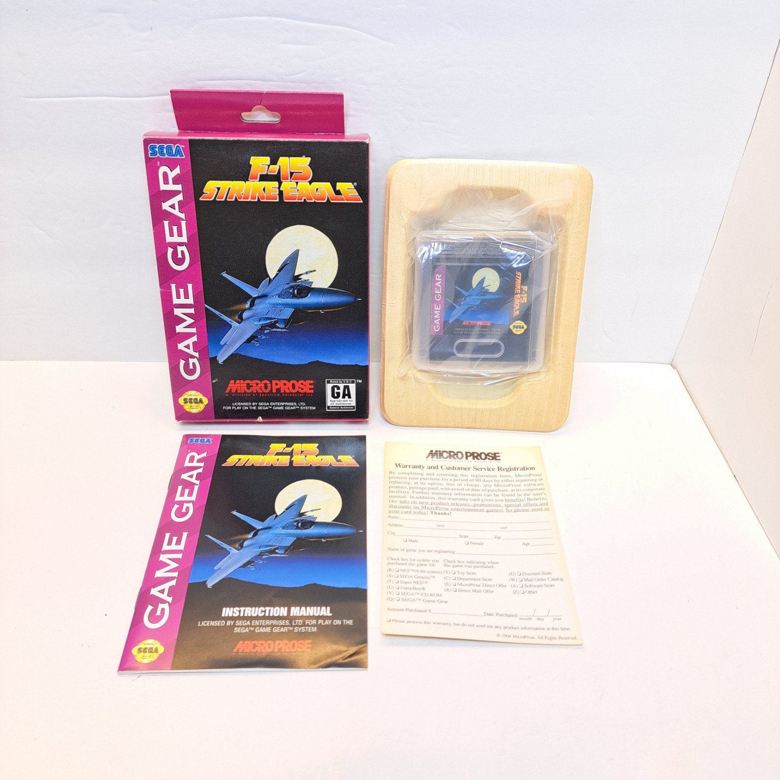 F-15 Strike Eagle (SEGA Game Gear) Cib Complete w/ Manual TESTED Works