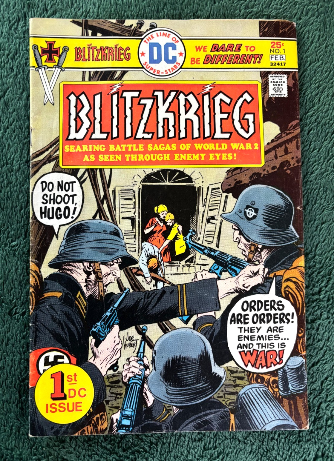 BLITZKRIEG # 1 (1976 DC) First Issue Joe Kubert Cover WW II Horrors of War Fine