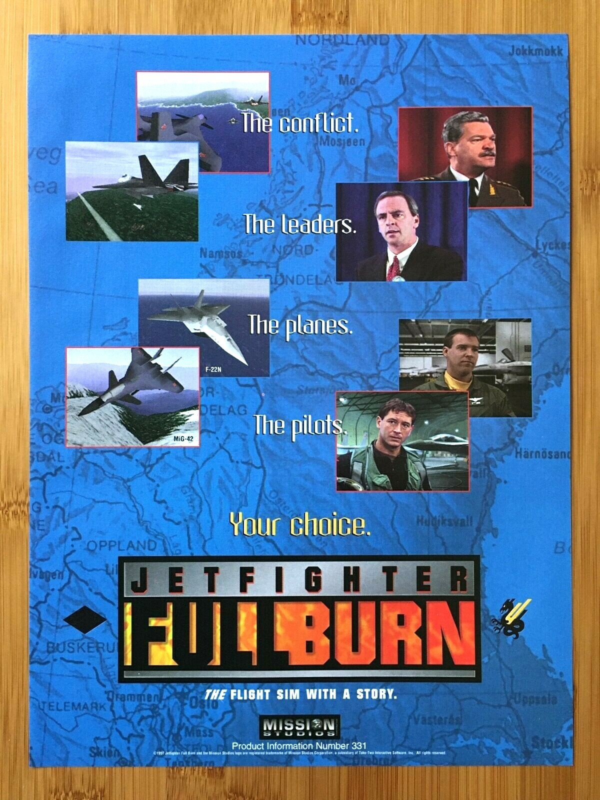 Jetfighter Full Burn PC CD-ROM 1998 Vintage Print Ad/Poster Authentic Game Art