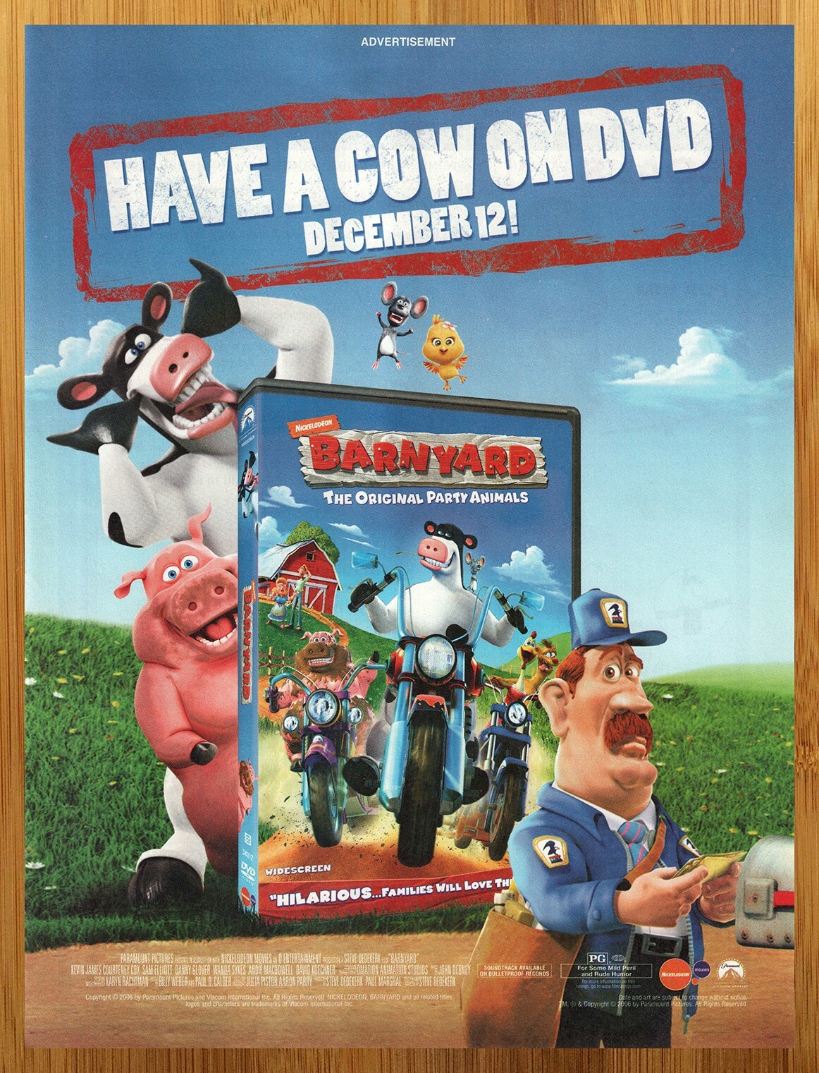 2006 Barnyard Vintage Print Ad/Poster 00s Kids Nickelodeon Movie DVD Video Art