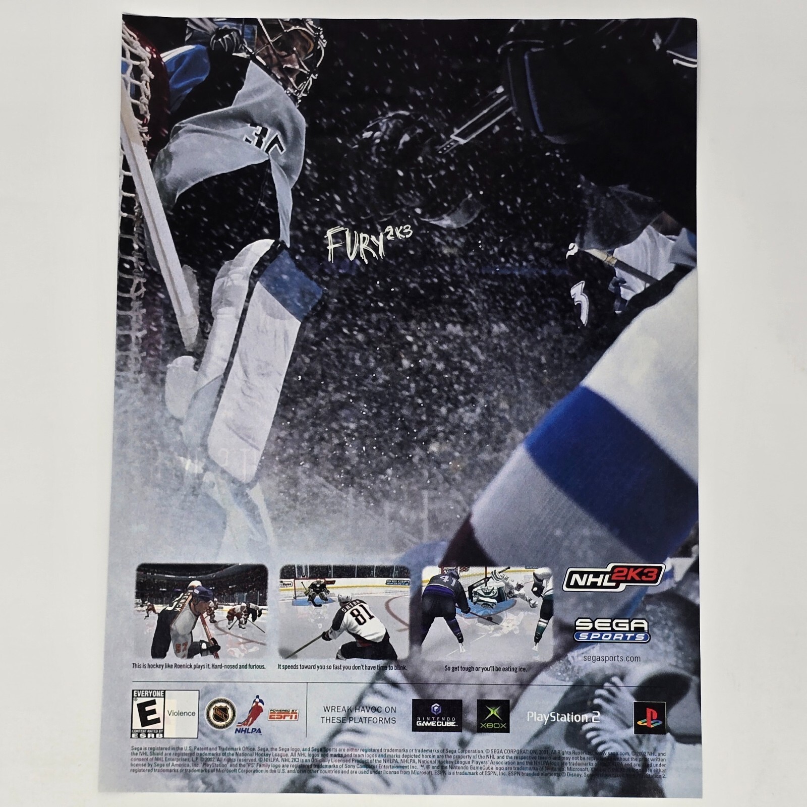 NHL 2K3 Nintendo GameCube Xbox PlayStation 2 PS2 Fury Print Ad/Poster Promo Art