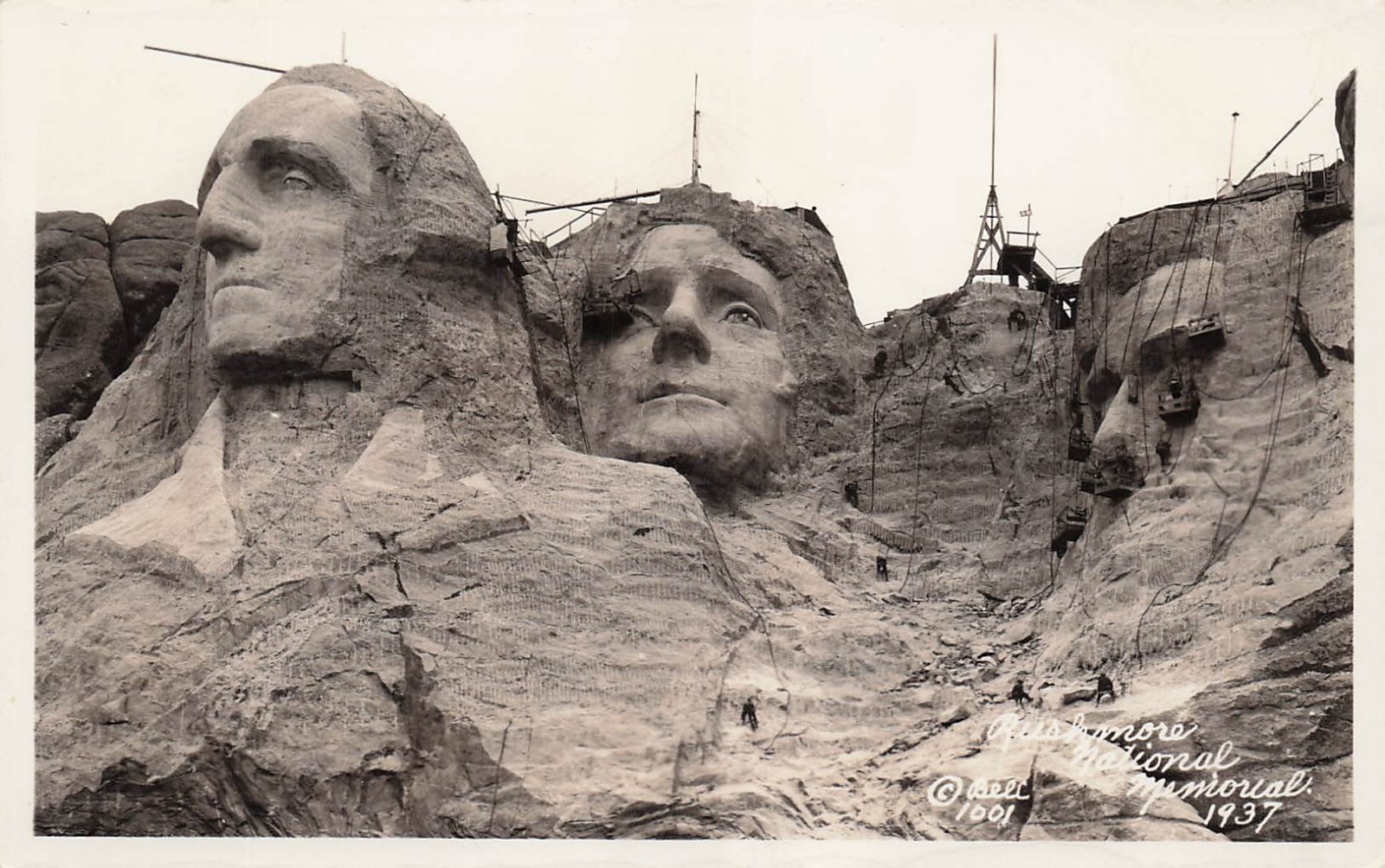 RPPC Mount Rushmore Construction 1937 Photo Vtg Postcard K16
