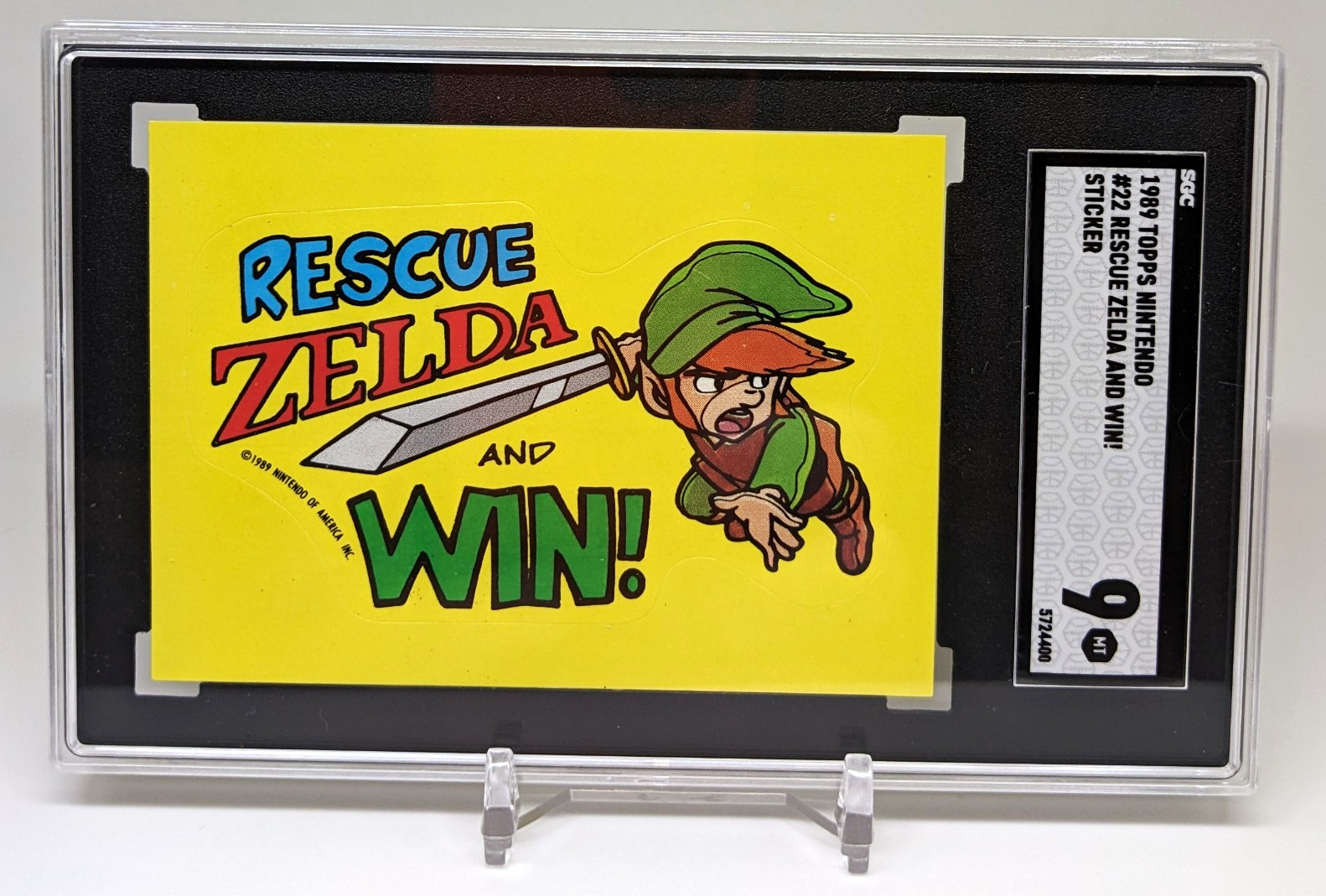 1989 TOPPS NINTENDO THE LEGEND OF ZELDA STICKER RESCUE ZELDA AND WIN #22 SGC 9