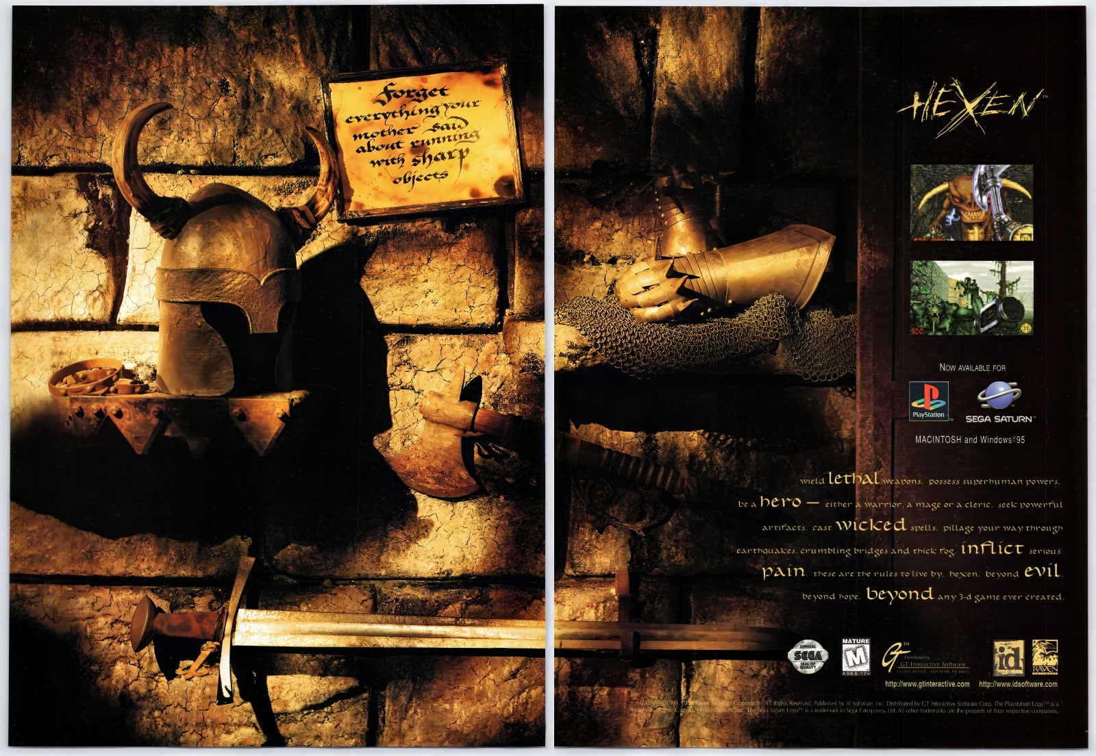 Print Ad 1996 Hexen PC First Person Shooter FPS Game Original Promo Poster Art