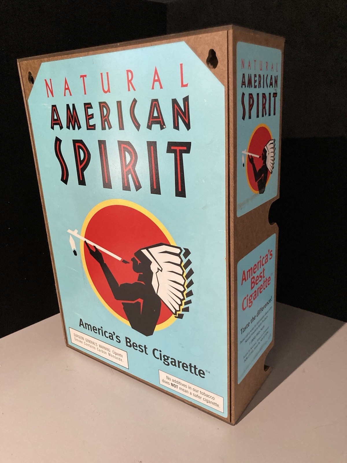 VTG AMERICAN SPIRIT Cigarettes Wooden Counter Display Tobacco Store Rack Indian