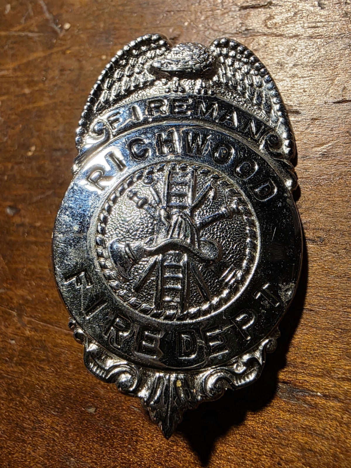 Obsolete Vintage Richwood , WV Fireman's Badge Fire Department West Virginia WVa
