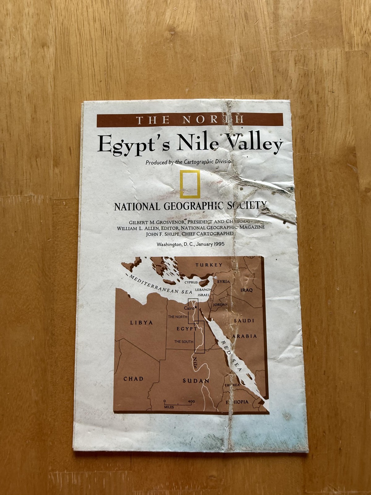 Vintage 1995 National Geographic Egypt's Nile Valley Fold-Out Map Supplement