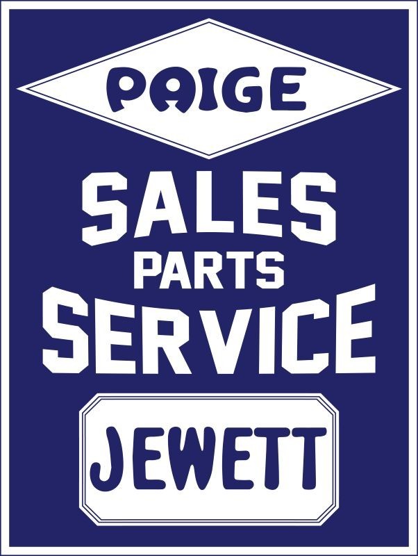 Paige Jewett Automobiles Sales, Parts, & Service NEW METAL SIGN: 9x12\