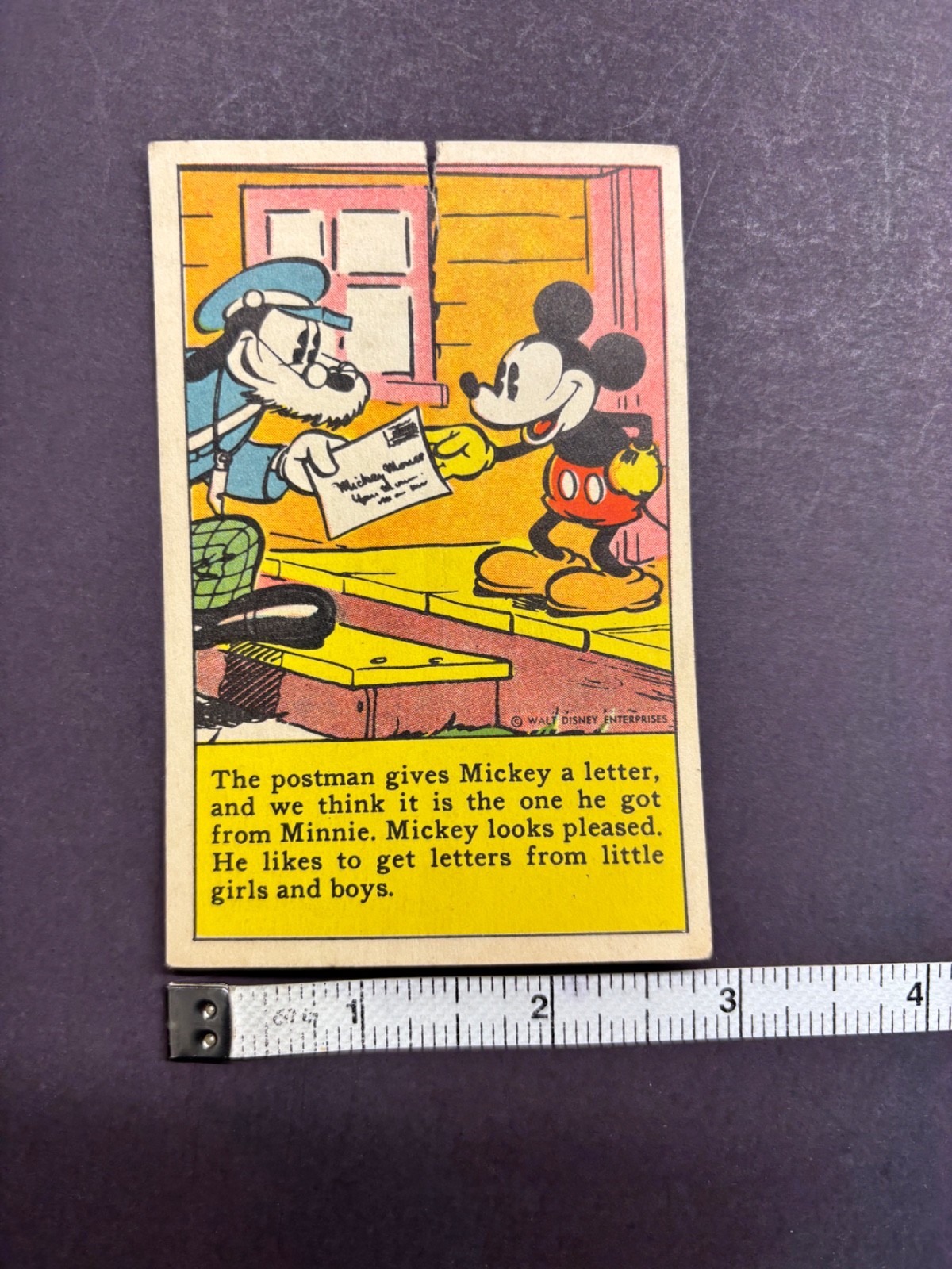 1930\'s D52 Mickey Mouse Adventures Bamby Bread trading card The postman gives…