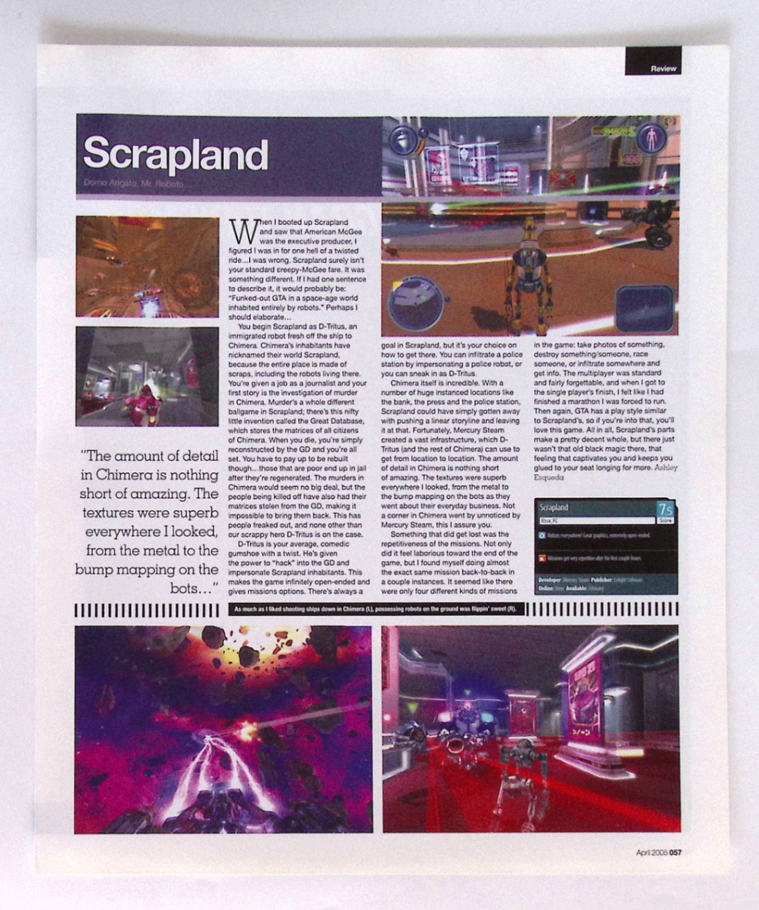 Scrapland Video Game Review Print Original Magazine Page 2005 XBOX PC Gaming