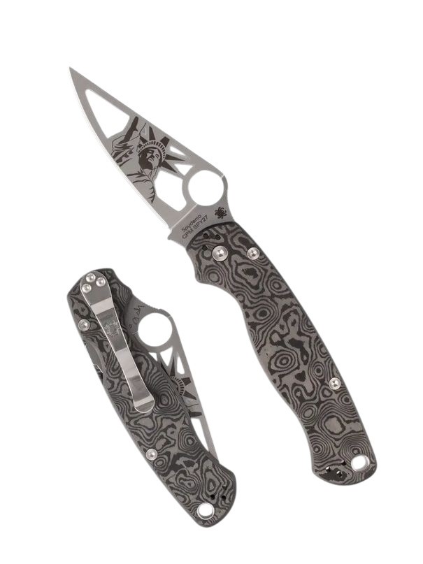 Spyderco Paramilitary 2 Statue of Liberty C81CFSPY27P2 CPM SPY27 Black Dunes CF