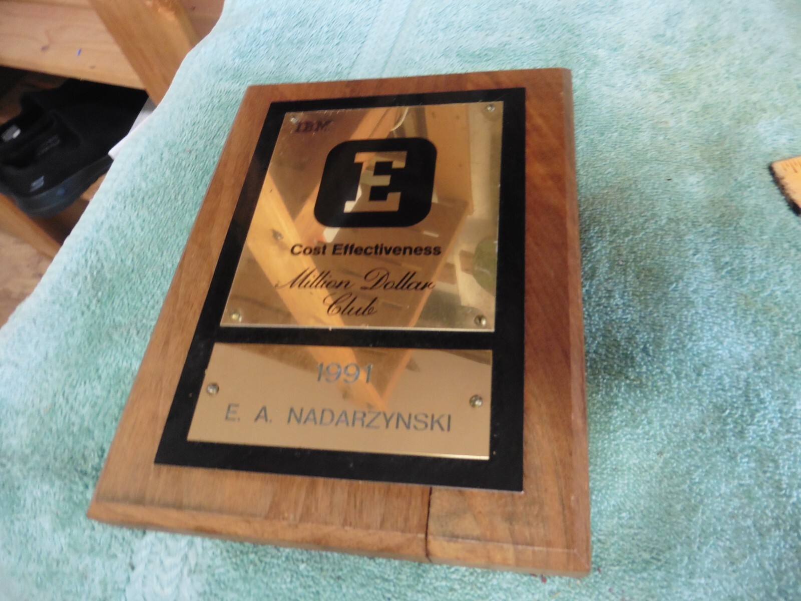 1991 IBM Award Cost effectiveness MIllion Dollar Club Trophy Plaque