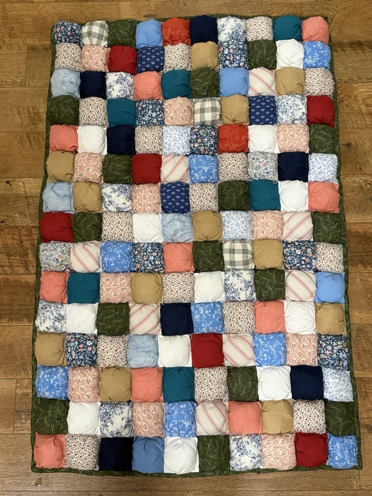 Handmade Puff Bubble Biscuit Quilt Blanket 30” Wide X 47” Long