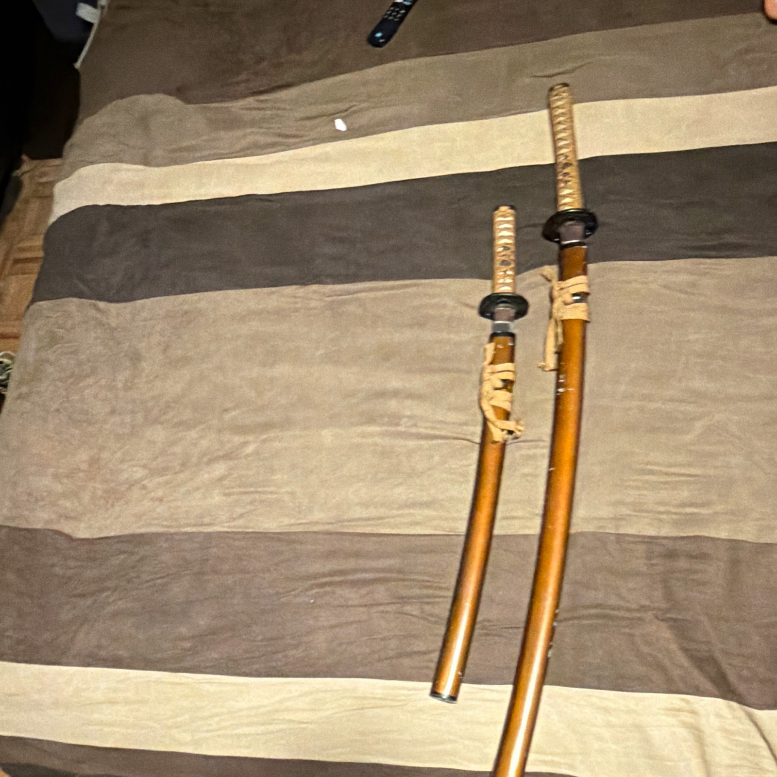 Japanese Katana Steel Blade Full Tang Cord Wrapped Handle Samurai Brown/Black