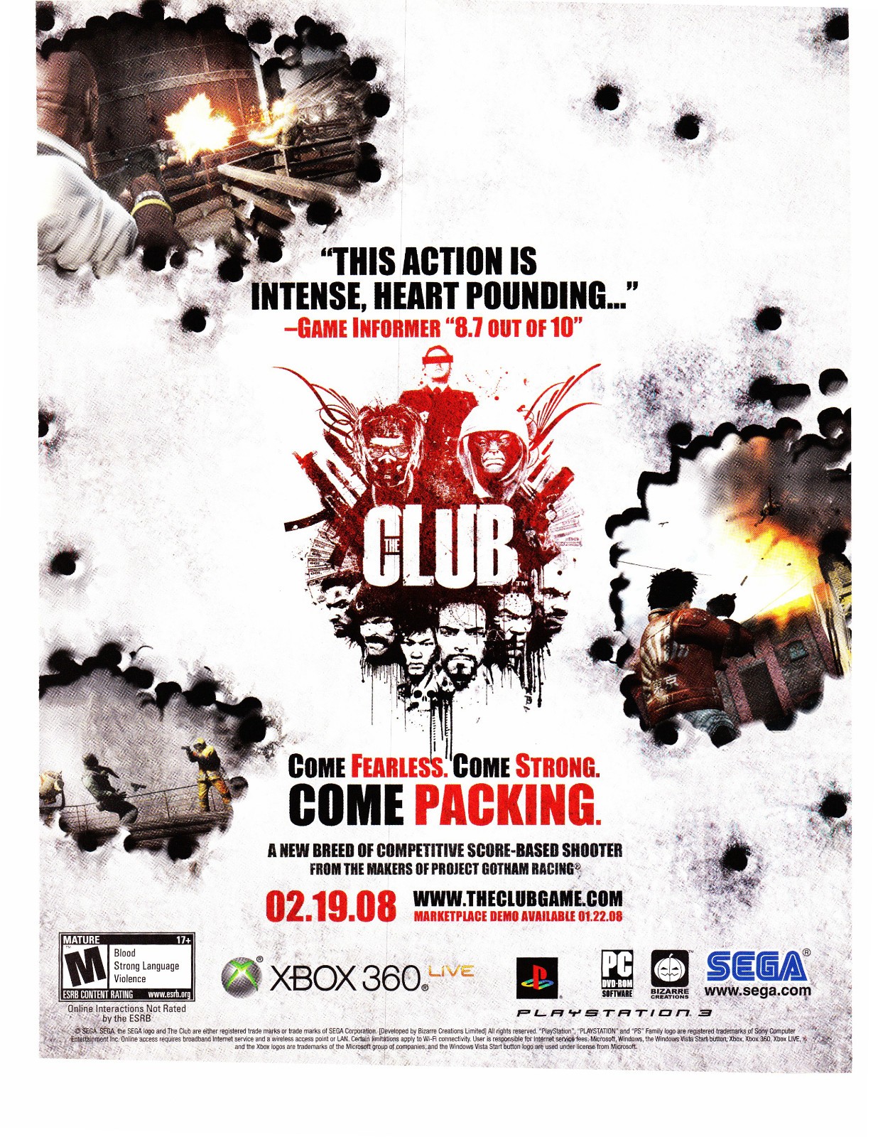 2008 The Club Videogame Print Ad Full Page Art PCGamer Bizarre Creations Sega