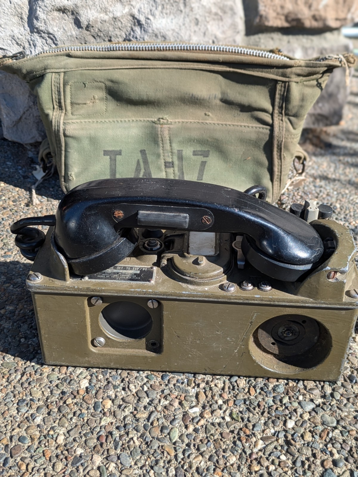 Vintage Vietnam War US Army Military Field Telephone TA-312/PT W/ Case