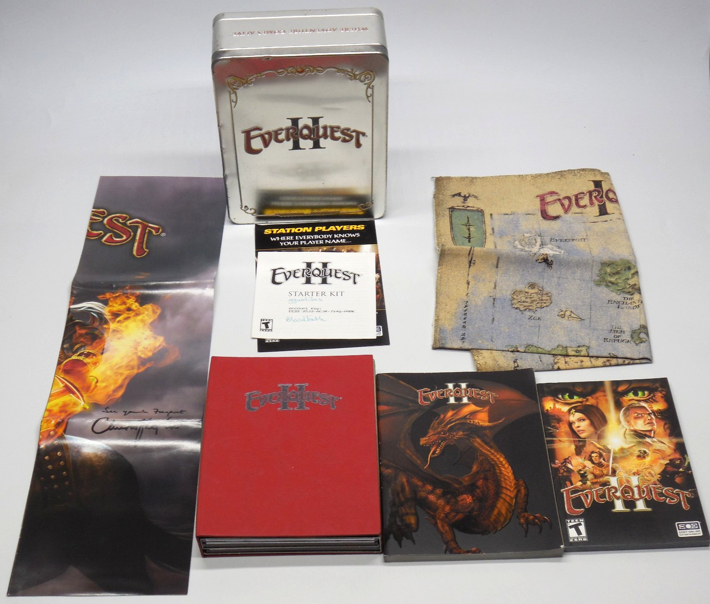 EverQuest 2 | II | Collectors Edition | PC Game | Tin w/Cloth Map Books Posters