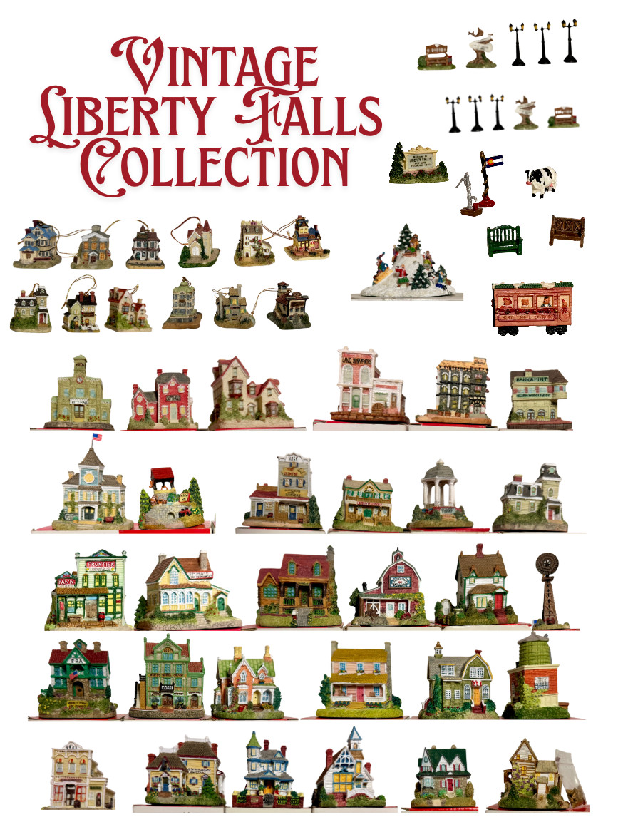VINTAGE  LOT OF 1990s LIBERTY FALLS VILLAGE/AMERICANA COLLECTION & ACCESSORIES