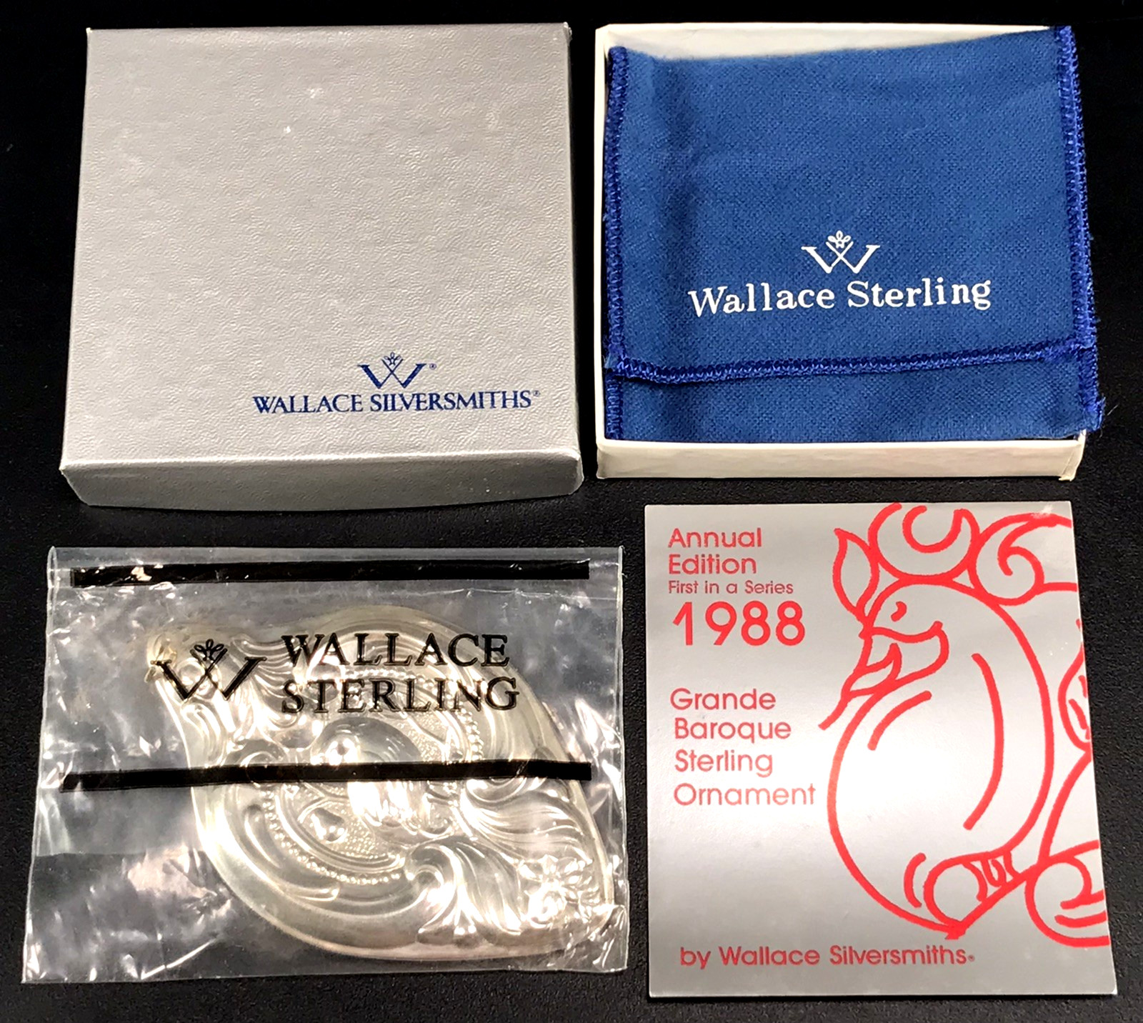 WALLACE GRANDE BAROQUE STERLING SILVER PARTRIDGE SEALED BOX COA POUCH 1988 MINT