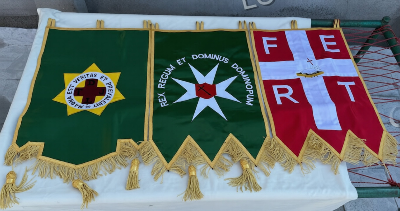 Set of 3 Masonic Red Cross Banners Size 20