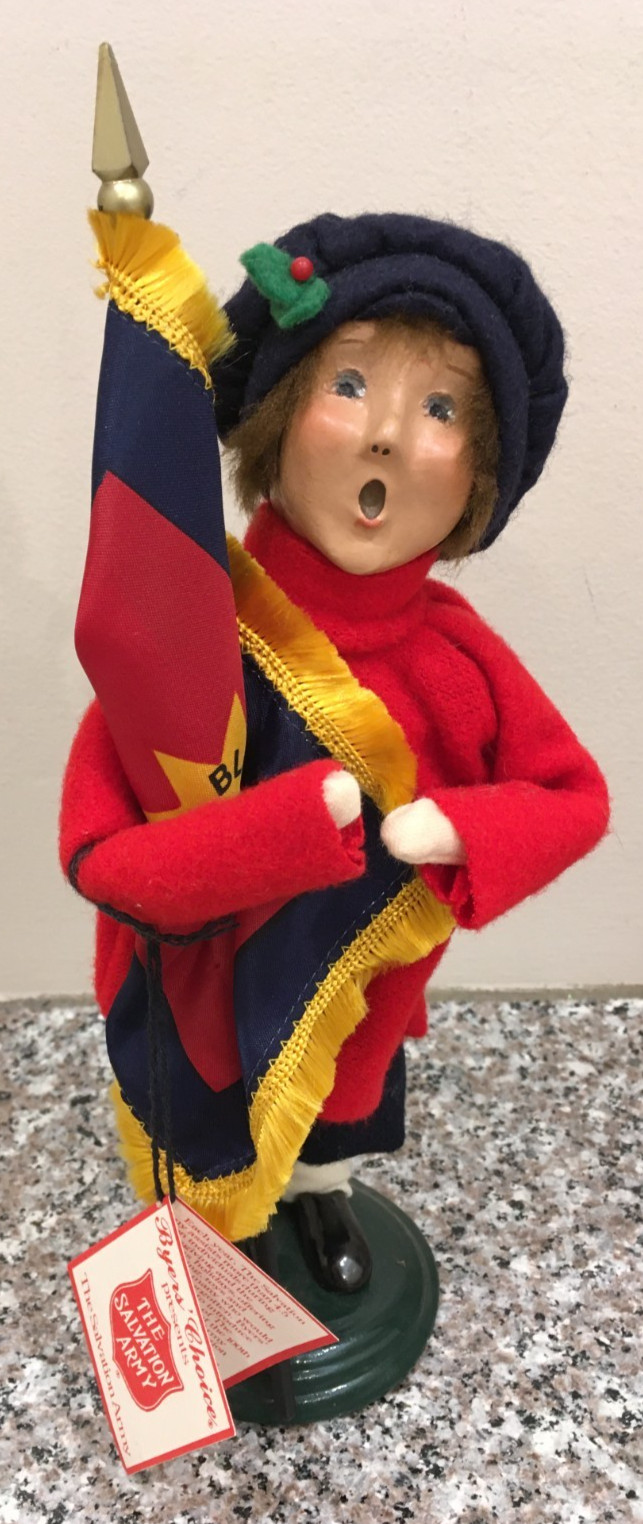 Byers Choice Caroler 1998 Salvation Army Boy with Blood & Fire Flag & Tag