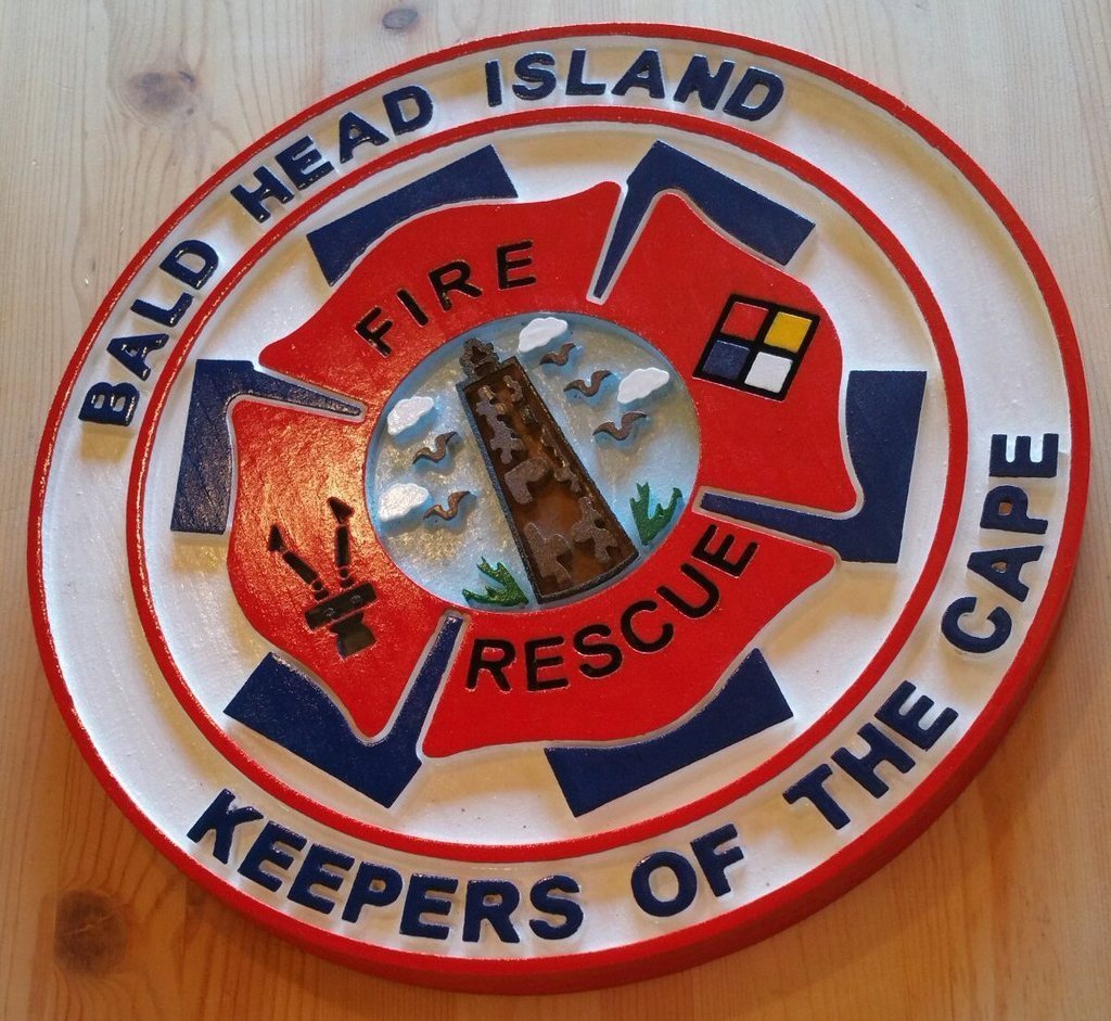 Bald Head Island Fire Department routed wood patch plaque EMS sign award Custom 