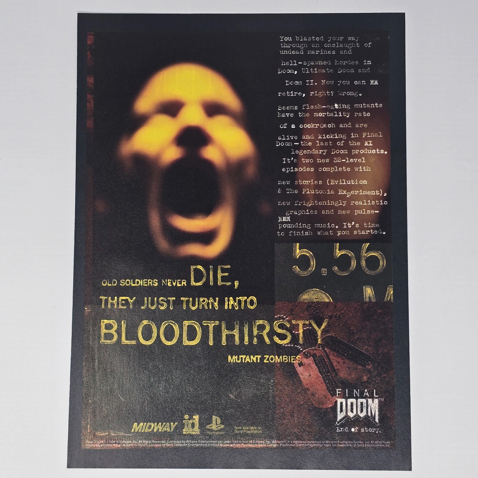 Final Doom PlayStation 1 PS1 PC Bloodthirsty Print Ad/Poster Promo Art