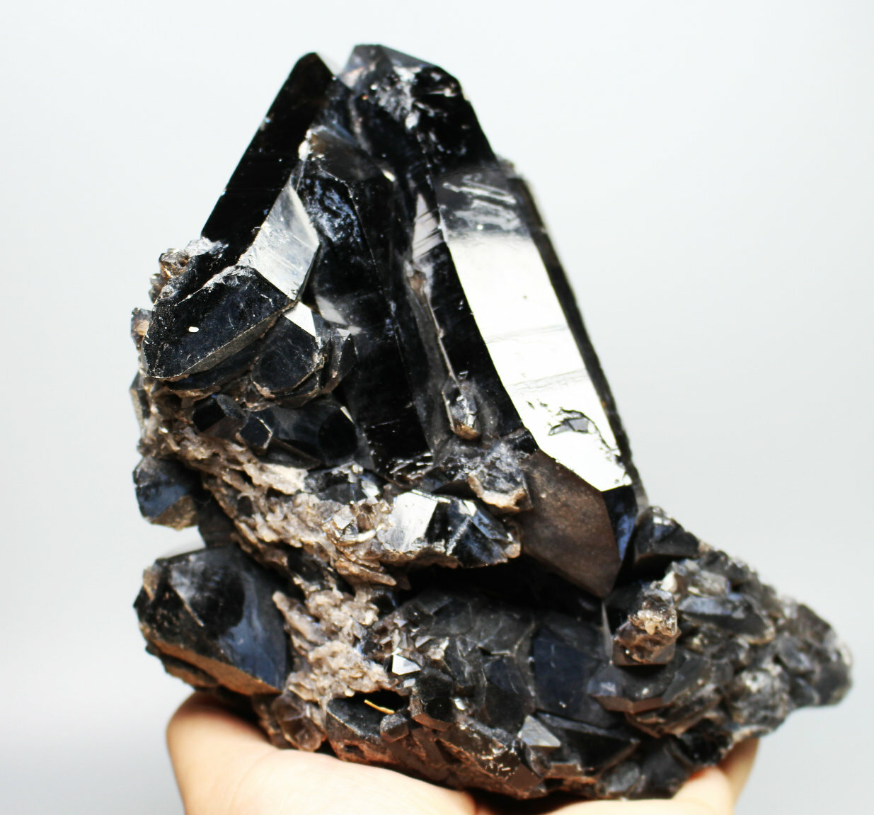 2.54lb Natural Rare Beautiful Black QUARTZ Crystal Cluster Mineral Specimen