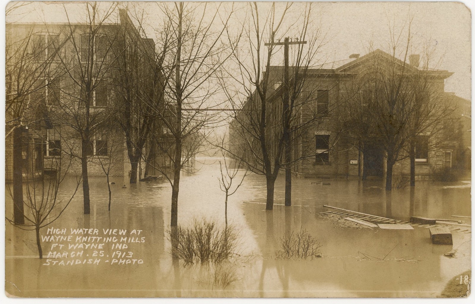 1913 RPPC Fort Wayne Indiana Great Flood Wayne Knitting Mills Standish Photo