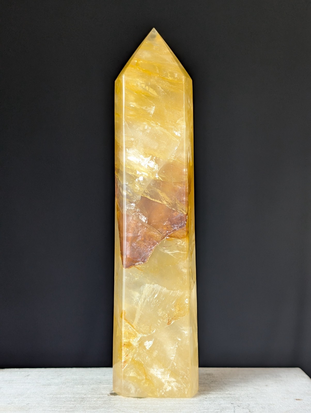 Golden Healer Tower Crystal Point Large Big Gemstone Chakra Reiki