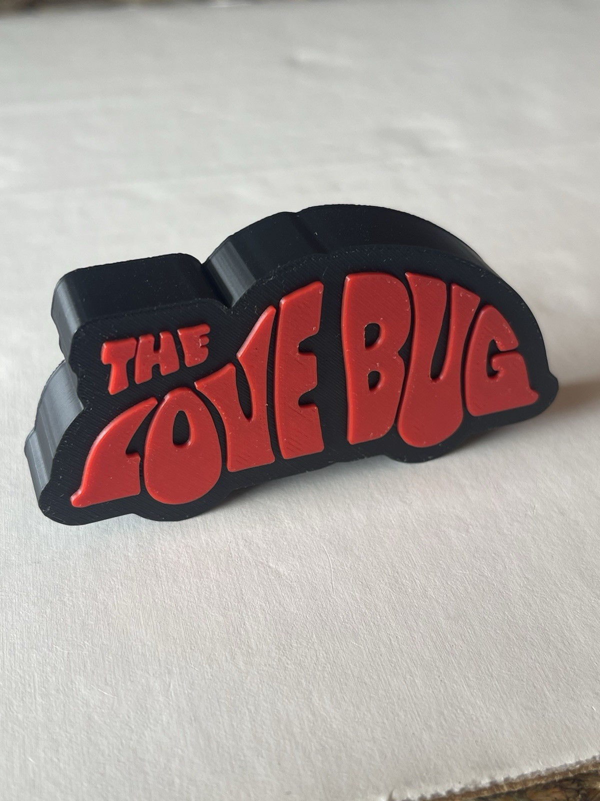 THE LOVE BUG 3D printed Logo Thick Free Standing Shelf Display