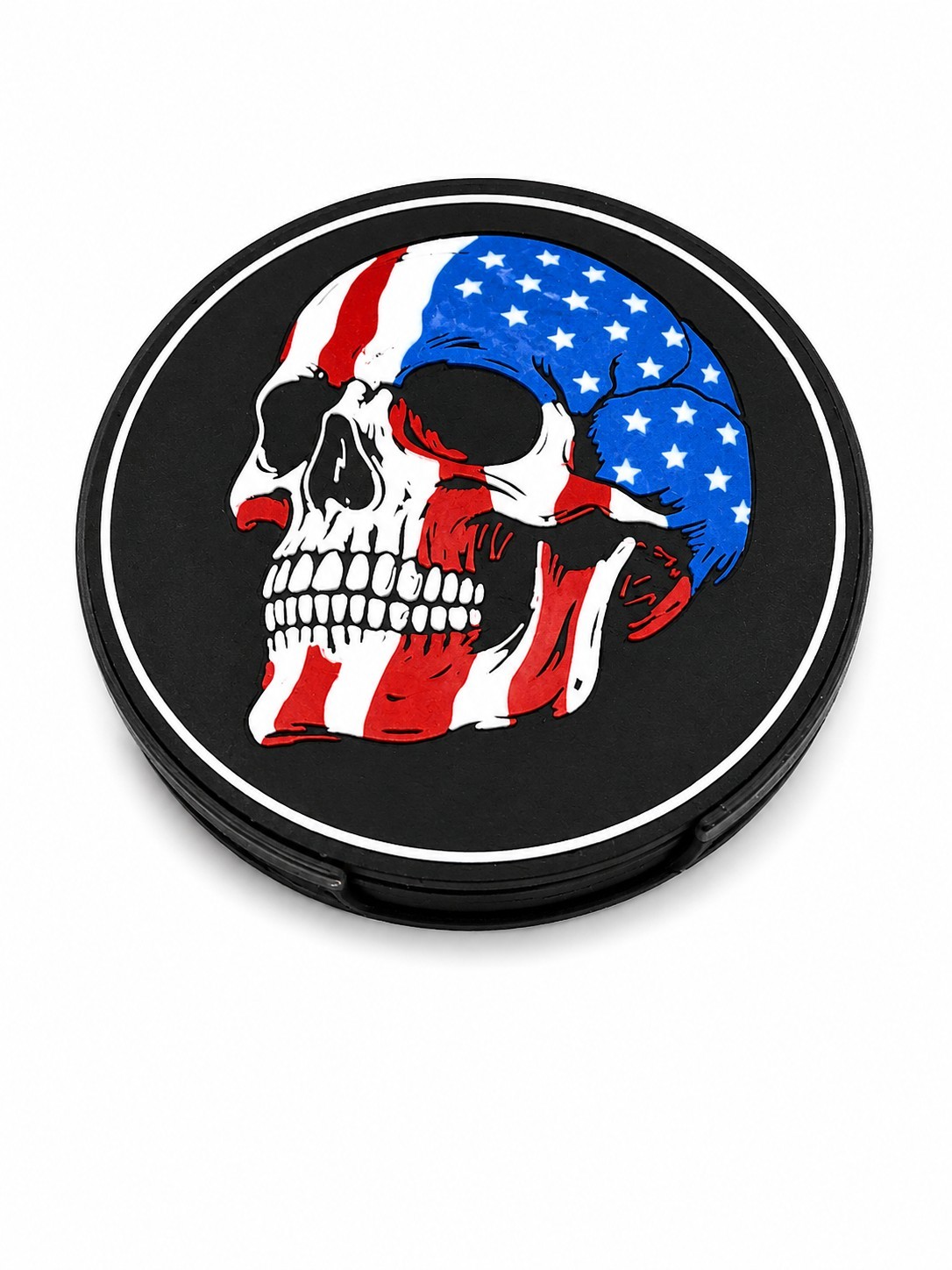 Unique Collectible Red White and Blue Skull Coaster Set