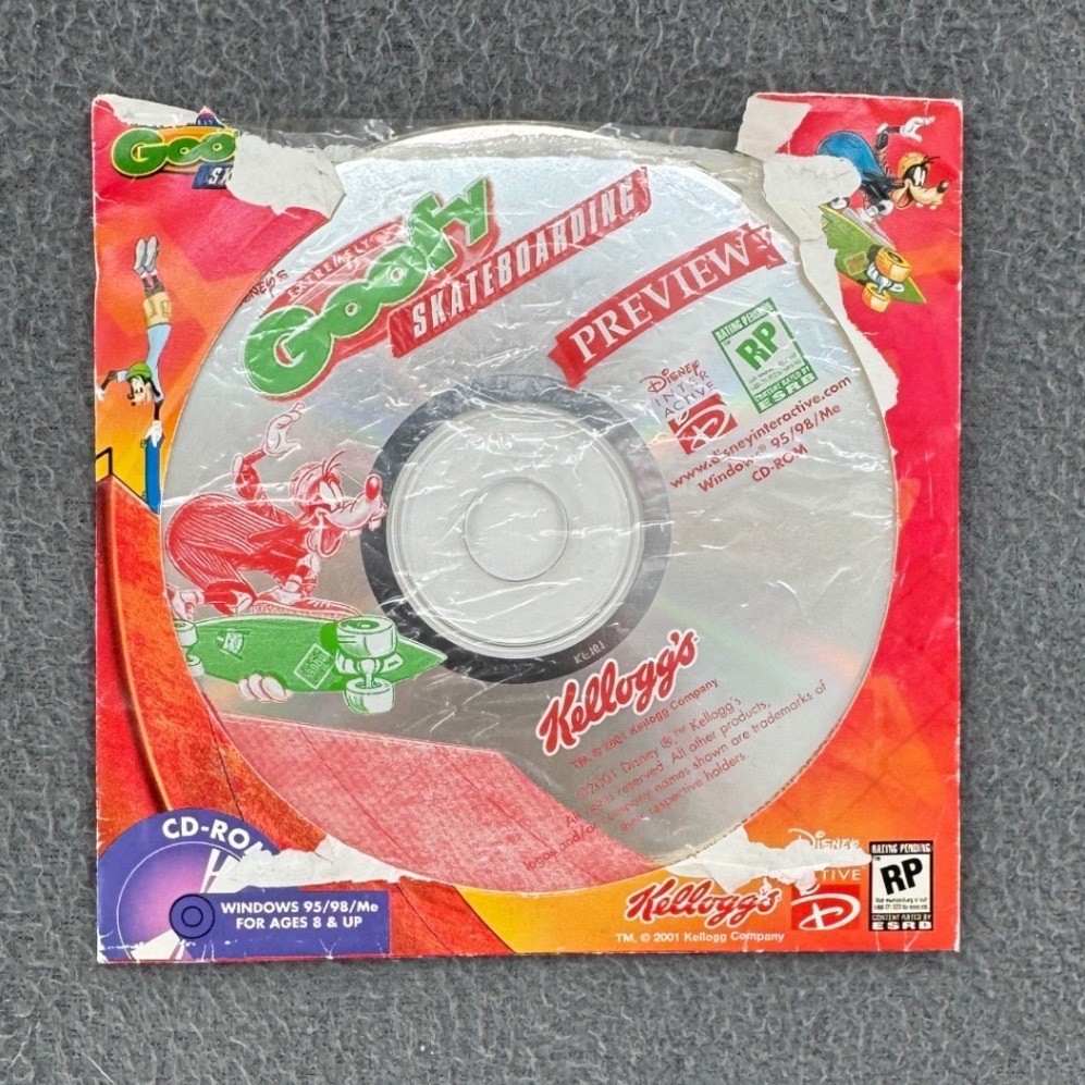 Kellogg's Disney Goofy Skateboarding PC CD-ROM Promo Preview Y2K Retro Gaming