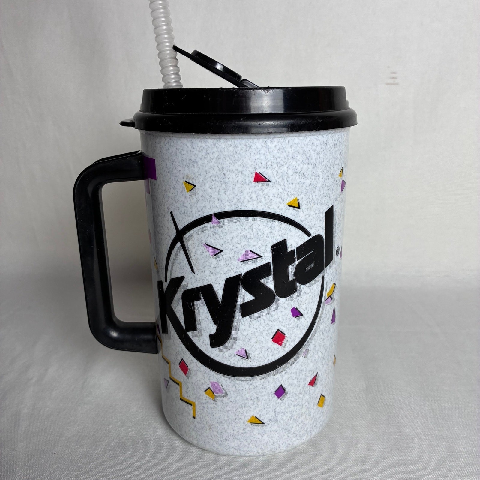 Vintage 1992 Krystal 60th Anniversary 32oz Thermo Mug Whirley CocaCola Straw Lid