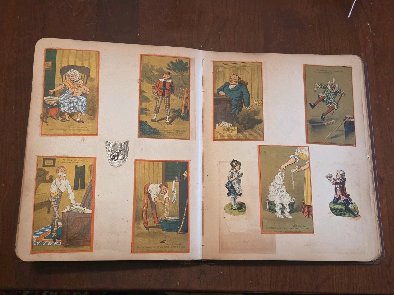 Antique Victorian Scrap Book Album Advertising Trade Cards Die-Cuts Full