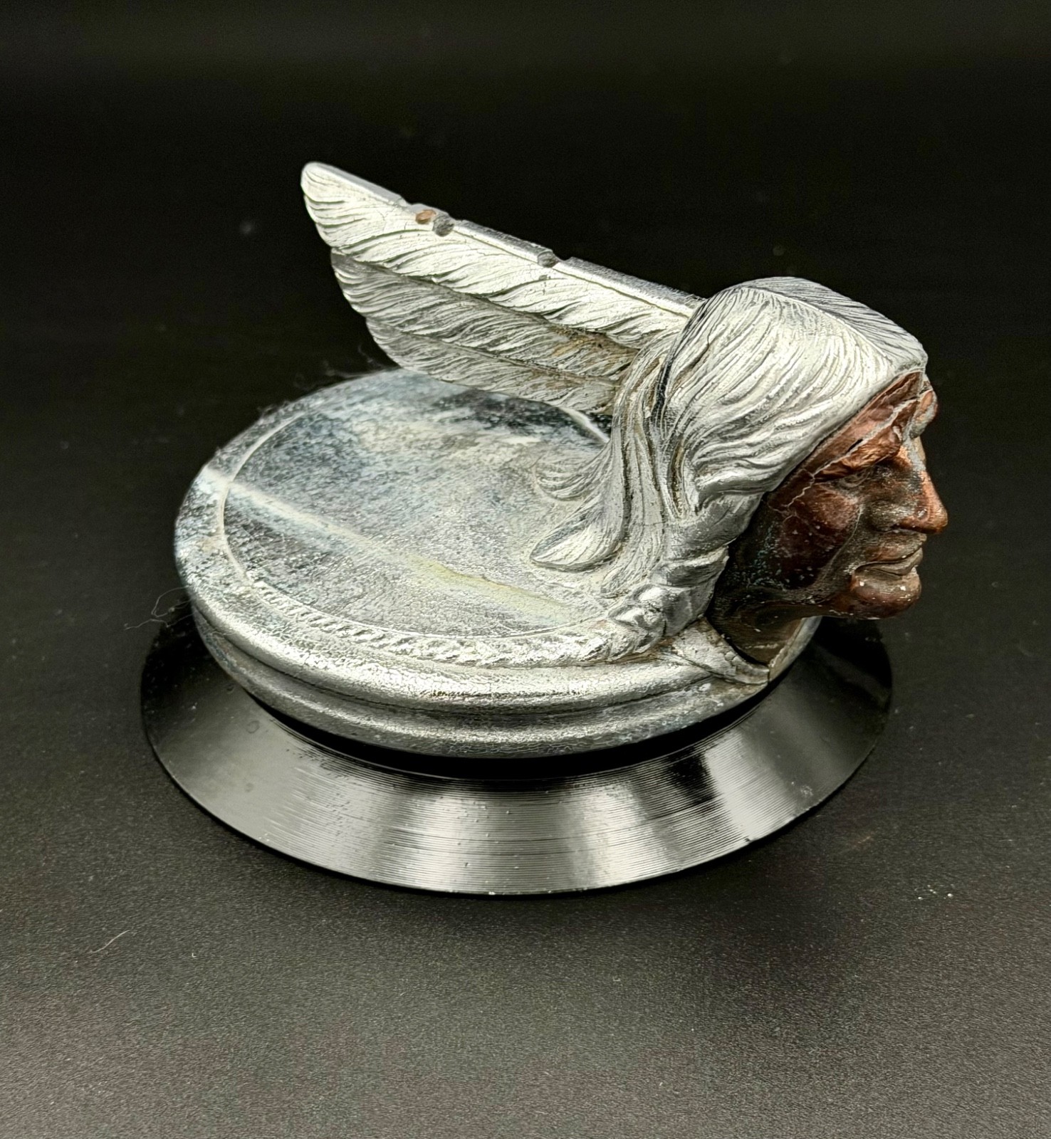 1929 Pontiac Indian Chief Radiator Cap Hood Ornament Original Vintage