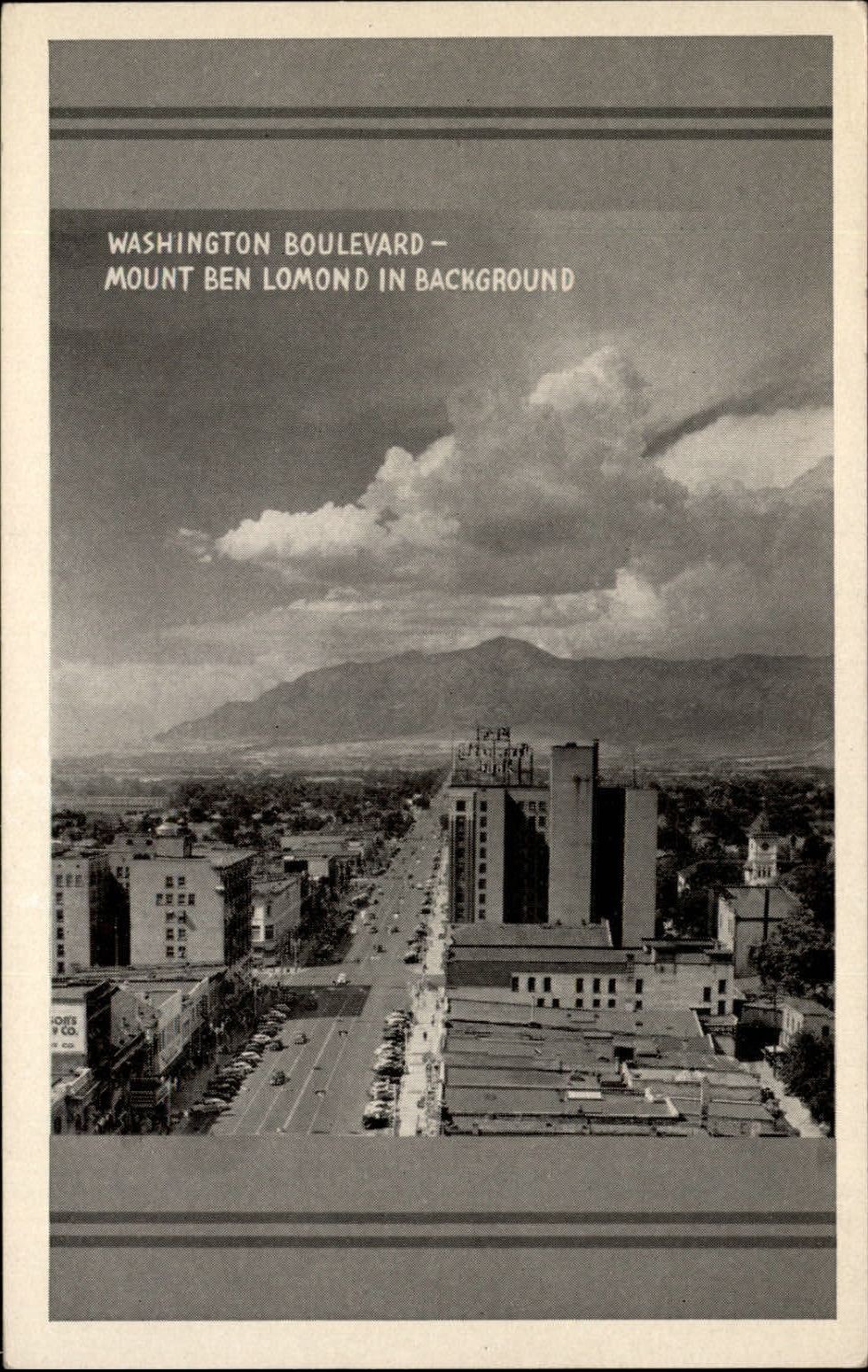 Washington Boulevard ~ Mount Ben Lemond Ogden Utah ~ vintage aerial postcard