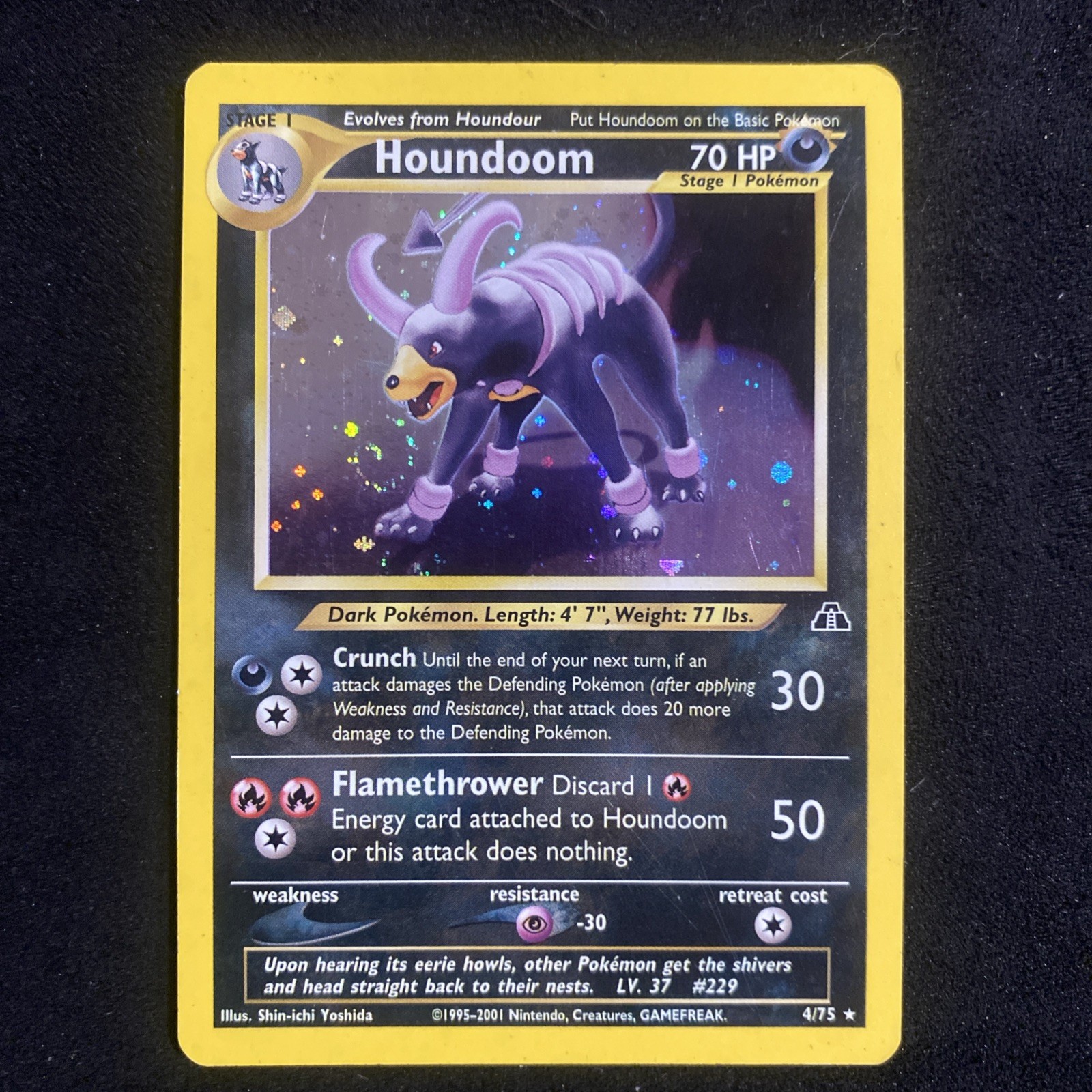 2001 Pokemon Neo Discovery Houndoom 4/75 Vintage Holo Rare Card MP  (swirl)