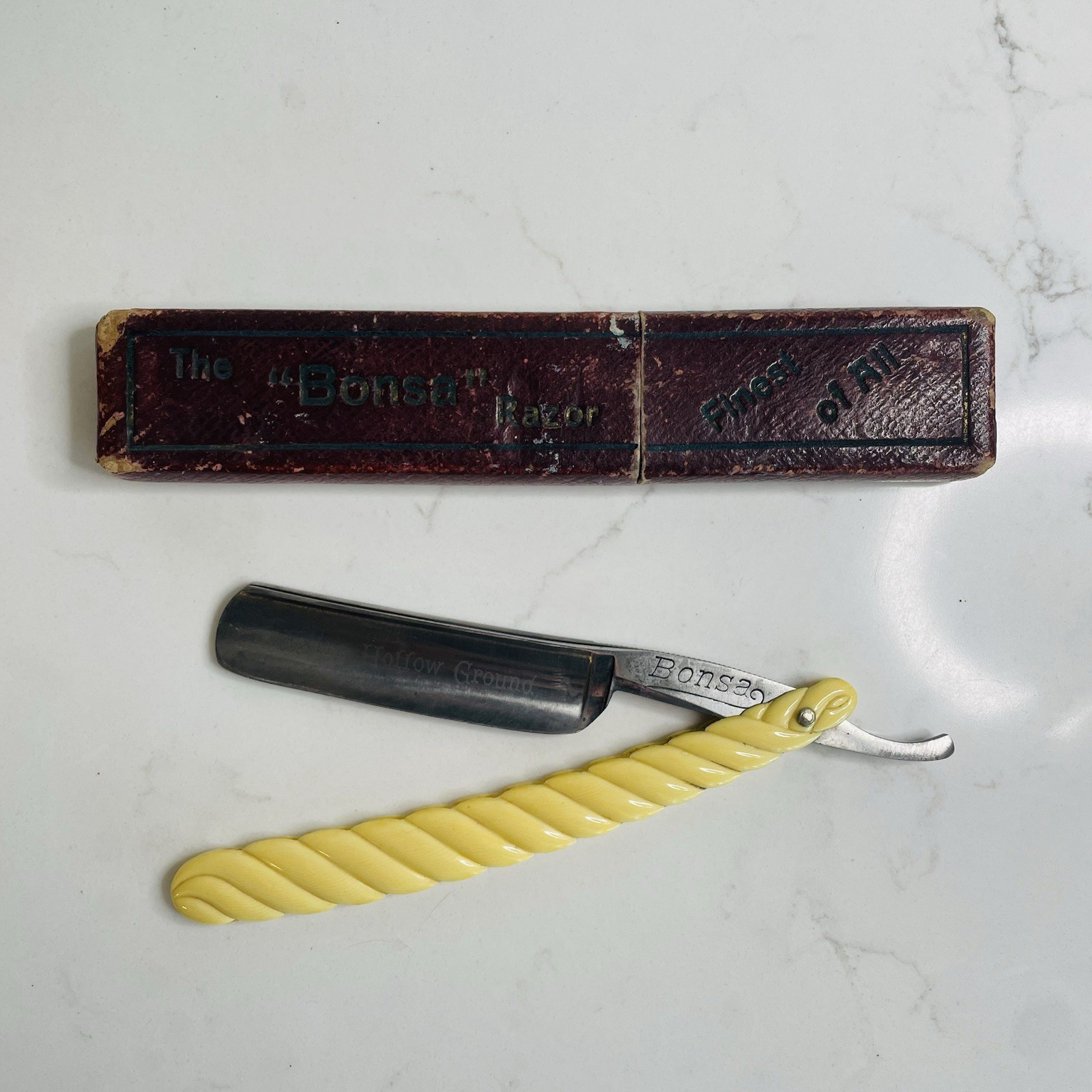 Vintage Bonsa Hollow Ground Folding Straight Razor Sheffield Steel Germany