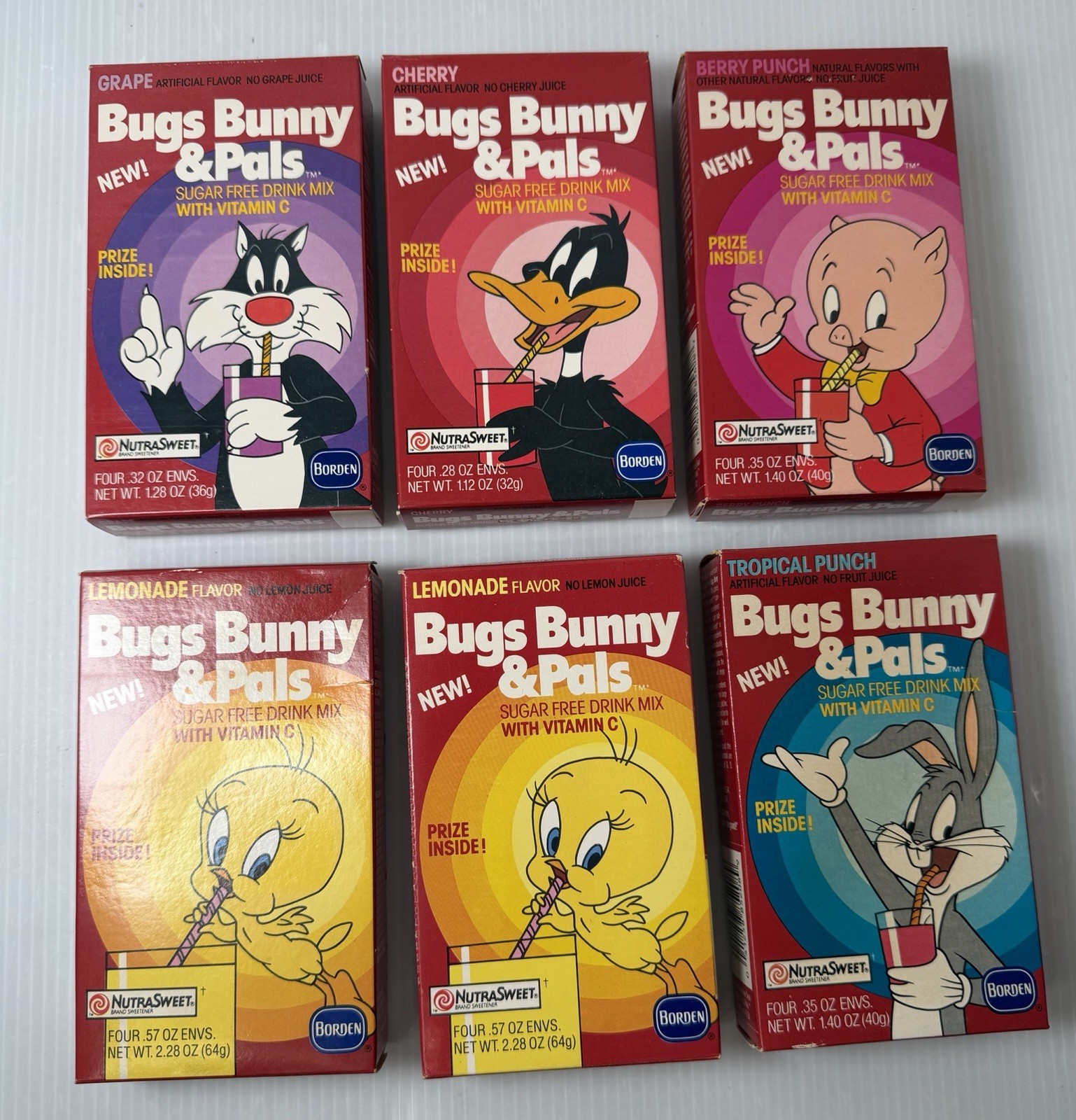 NOS 1986 Bugs Bunny & Pals Sugar Free Drink Mix Warner Bros Borden Prize Inside