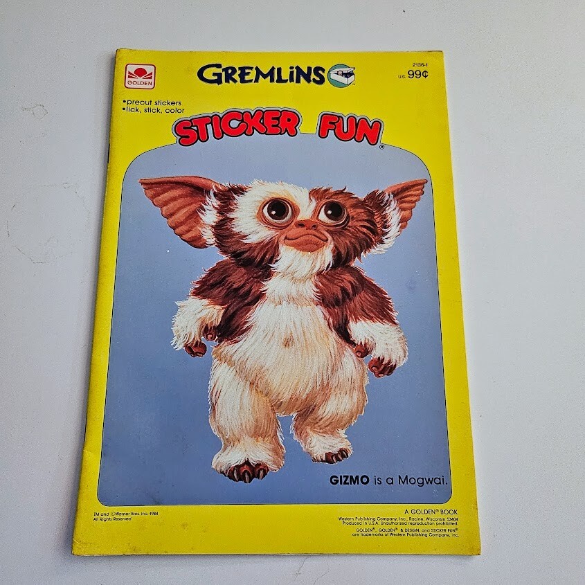 VTG 1984 Gremlins Sticker Fun Golden Book Pre-Cut Stickers Gizmo Stripe