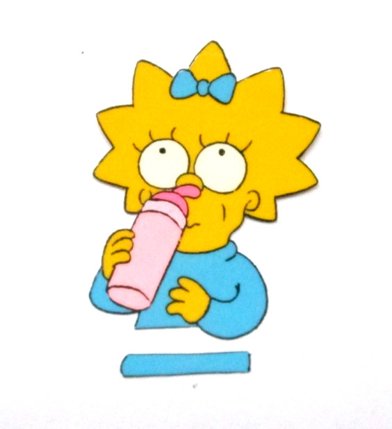 1990's SIMPSONS MAGGIE FOX ORIGINAL PRODUCTION CEL Bart Homer baby girl bottle
