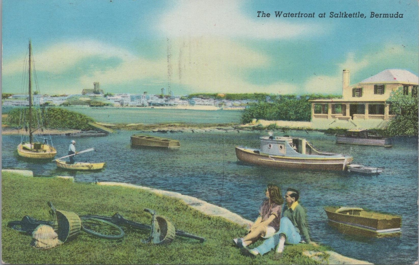 Postcard The Waterfront Saltkettle Bermuda 1953