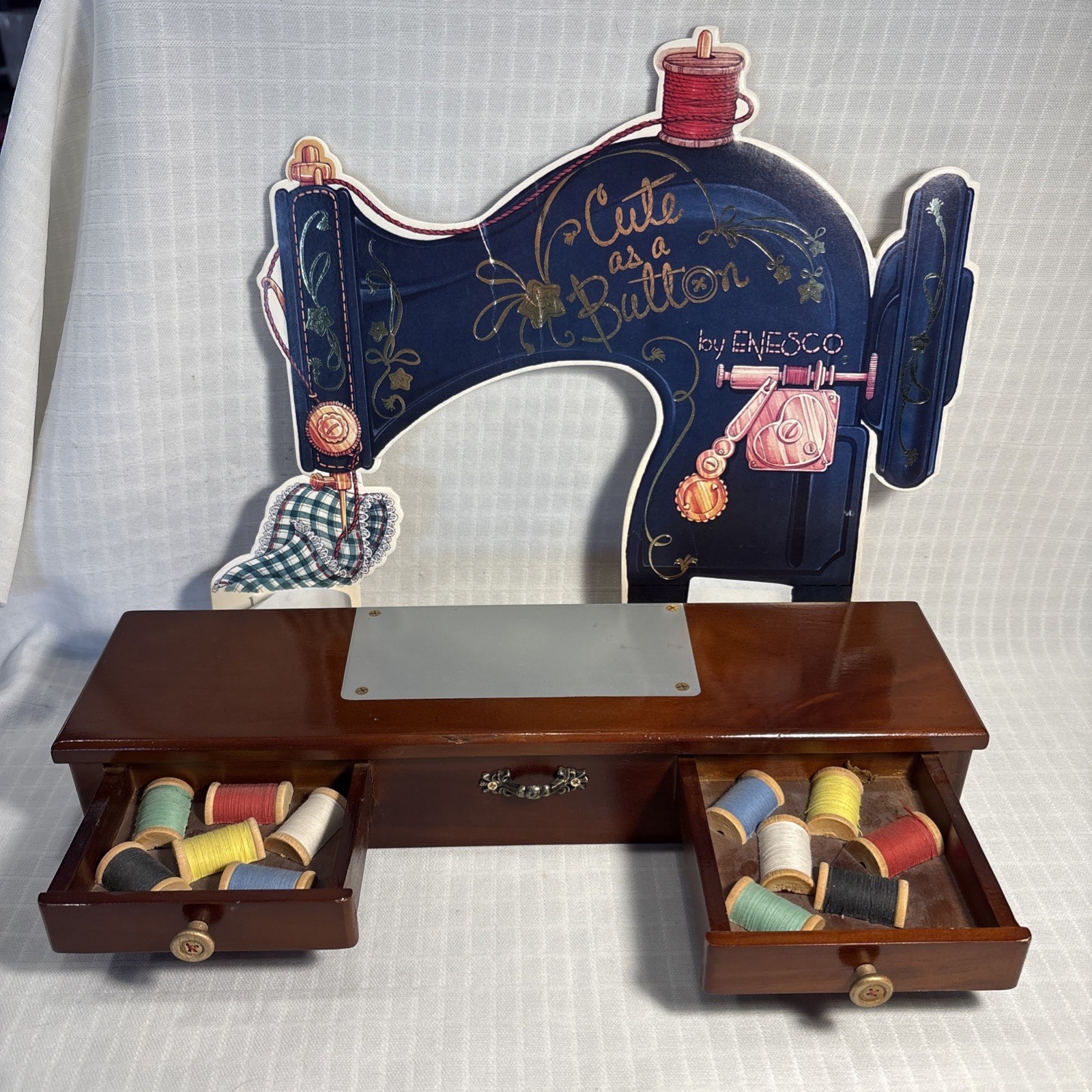 Enesco Cute As A Button Sewing Machine Base with Foamboard Display