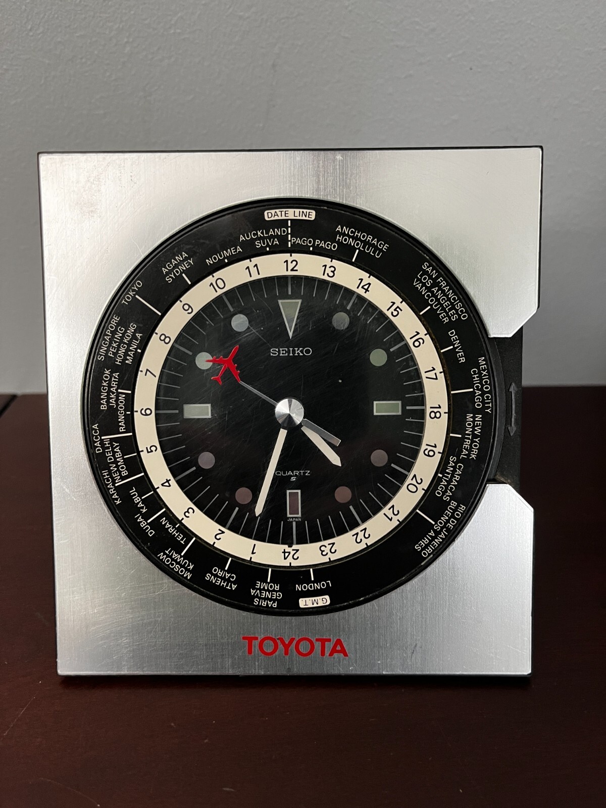 Rare SEIKO Seikosha Toyota Promo World Time Quartz Desk Clock QZ335D Japan
