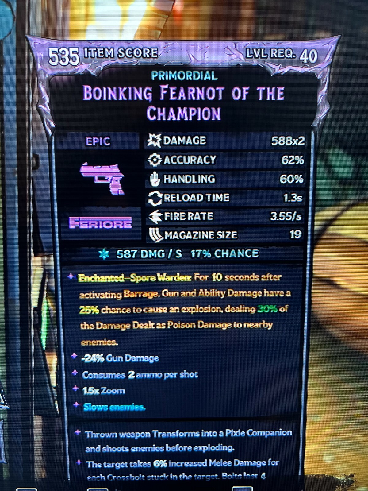 PS/XBOX/PC Tiny Tina\'s Wonderlands GOD ROLL PISTOL ASCENDED  GEAR CUSTOM LEGIT
