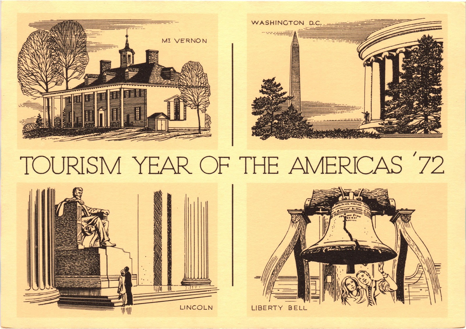 Vintage 1972 Tourism Year of the Americas Mt Vernon Washington DC Postcard