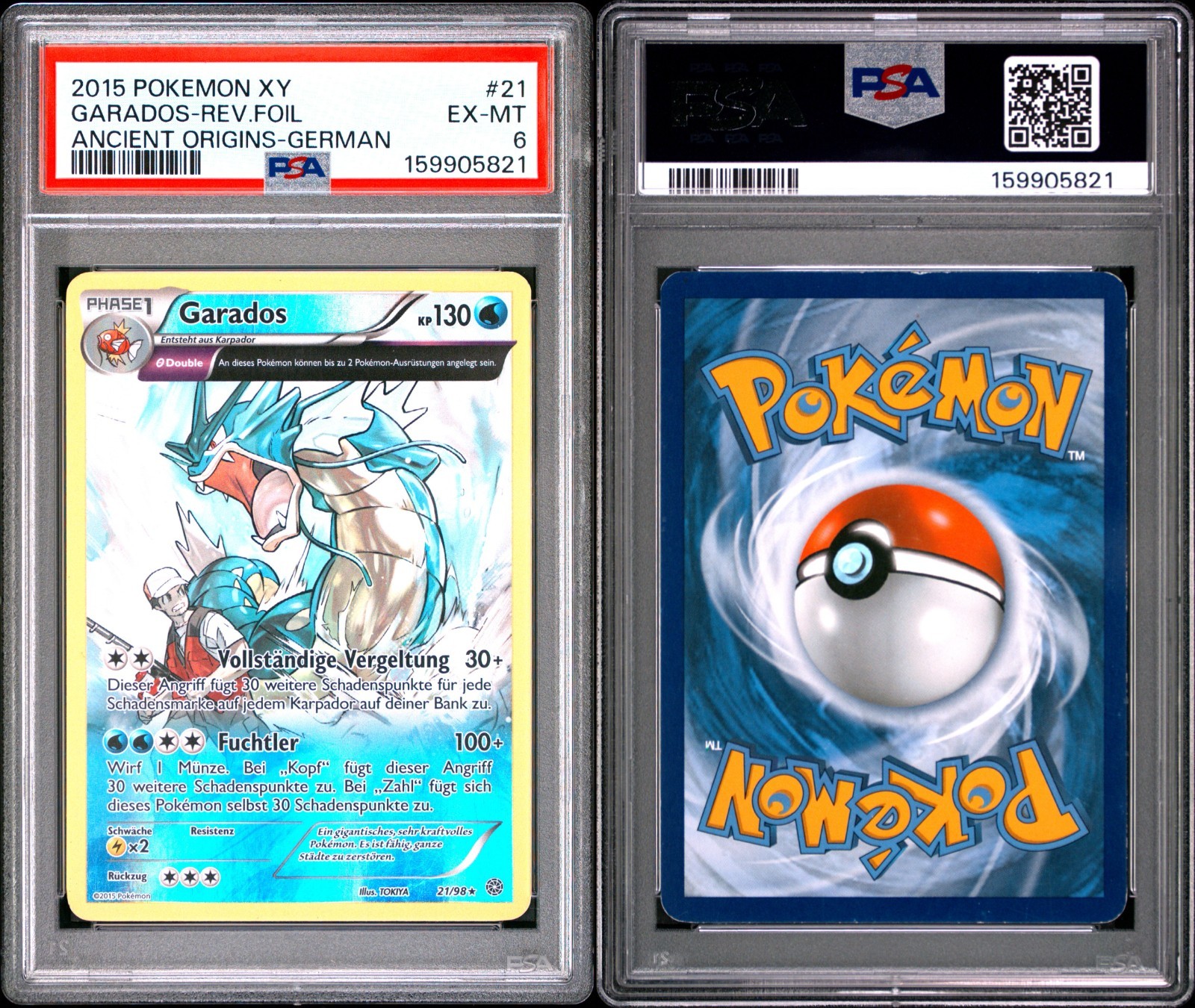 Gyarados Reverse Holo #21 PSA 6 EX-MT Ancient Origins German Pokemon 2015 XY