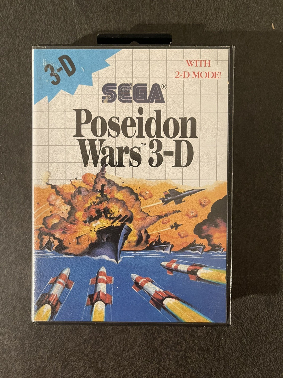 Poseidon Wars 3-D (Sega Master System 1988) Case, Tab, Manual, Cartridge, Poster